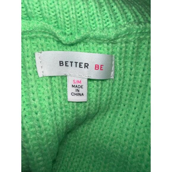 Women's BETTER BE Turtleneck Neon Green Knit Sweater S/M - Picture 8 of 8